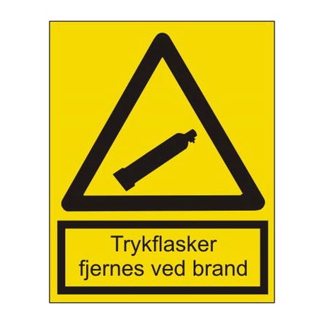 'Trykflasker fjernes ved brand', selvklæb A5