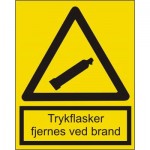 "Trykflasker fjernes ved brand", självklistrande, A5