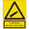 'Trykflasker fjernes ved brand', selvklæb A5