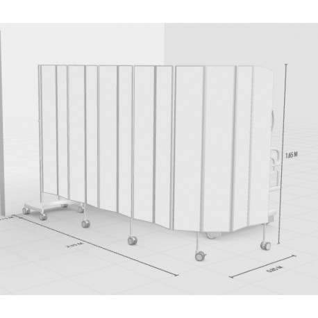 Silentia - Mobilskærmvæg, L: 1,50m H: 1,65m, 6 paneler, hvid