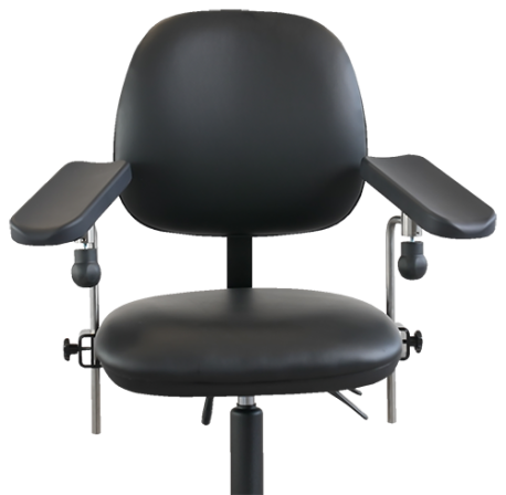 Blood sampling chair, Saar Compact, black, 2 armrests, with rotation