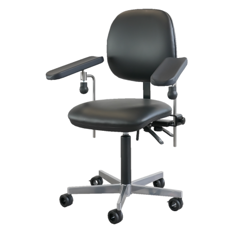 Blood sampling chair, Saar Compact, black, 2 armrests, with rotation