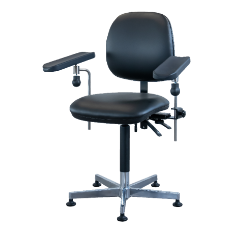 Blood sampling chair, Saar Compact, black, 2 armrests, with rotation